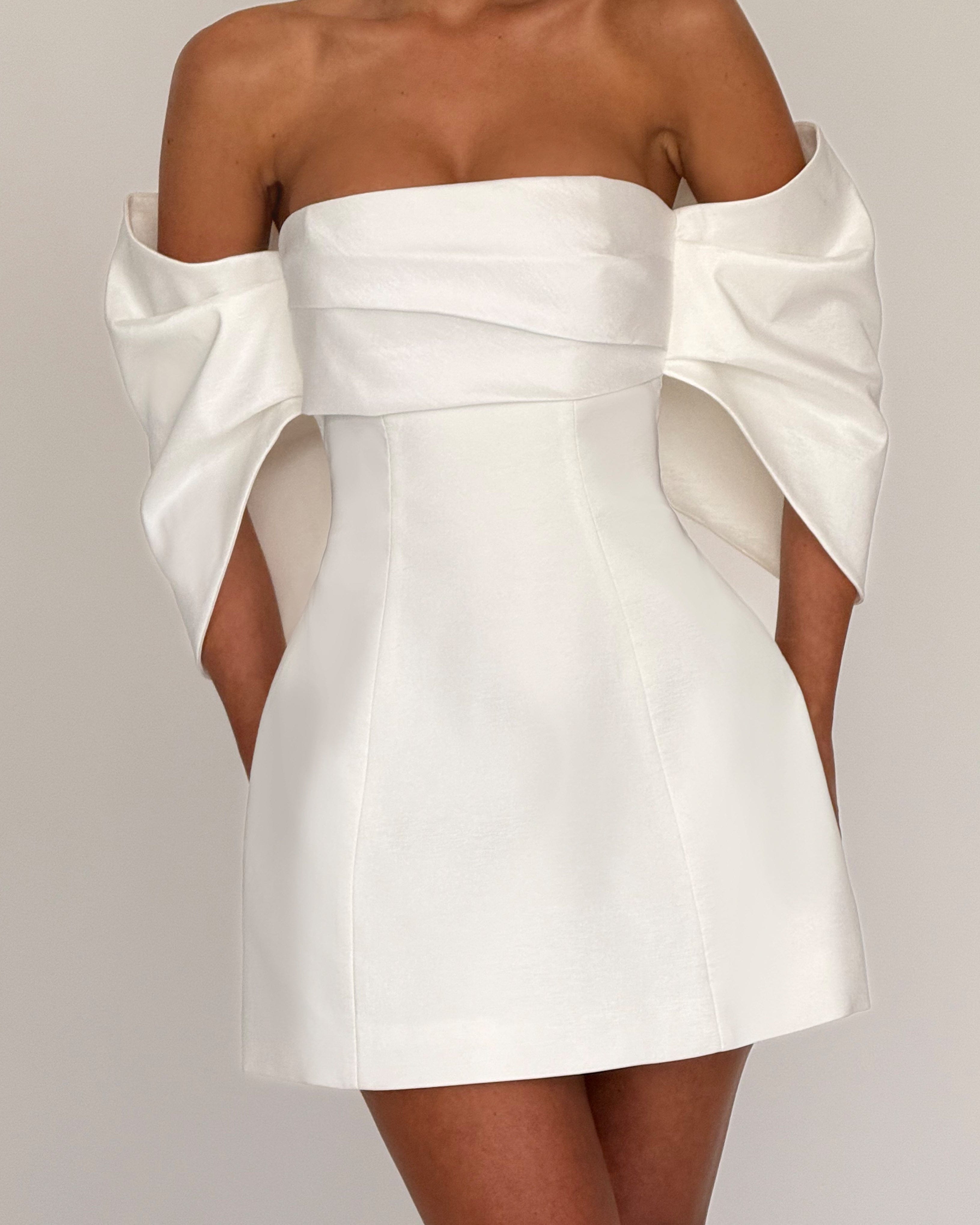 Briella Mini Elbise – Ekru