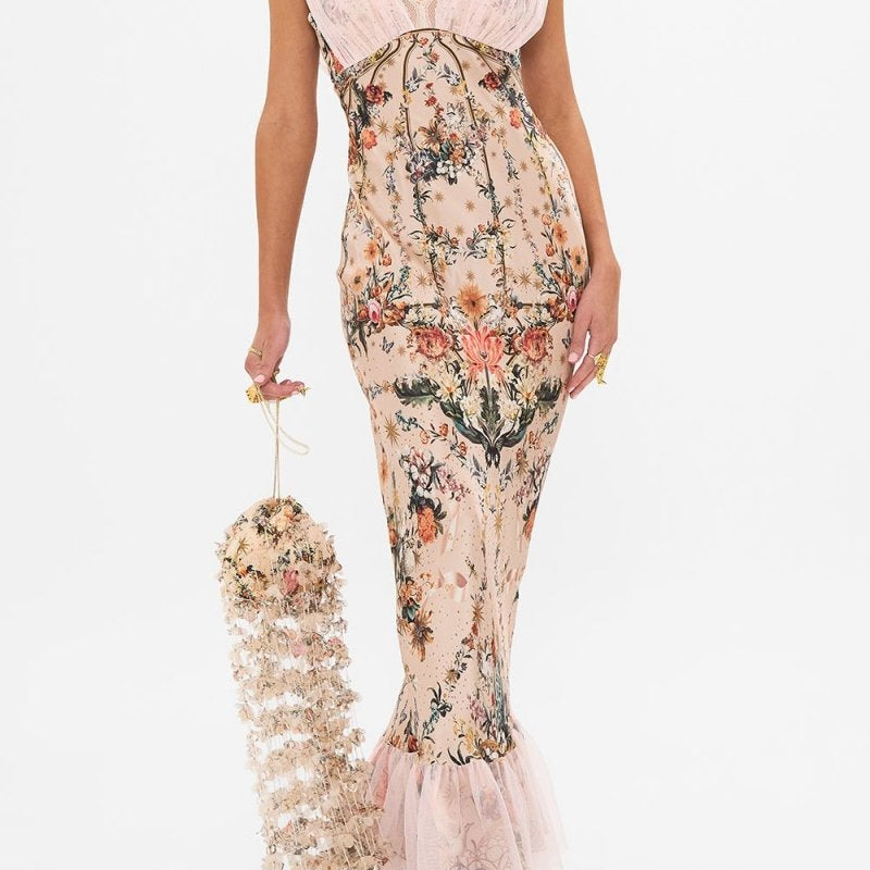 Cecilia V Yaka File Kaplama Maxi Elbise