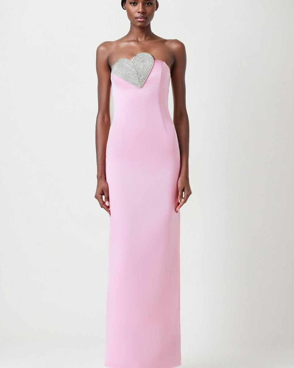 Claire Diamante Kalpli Straplez Uzun Elbise