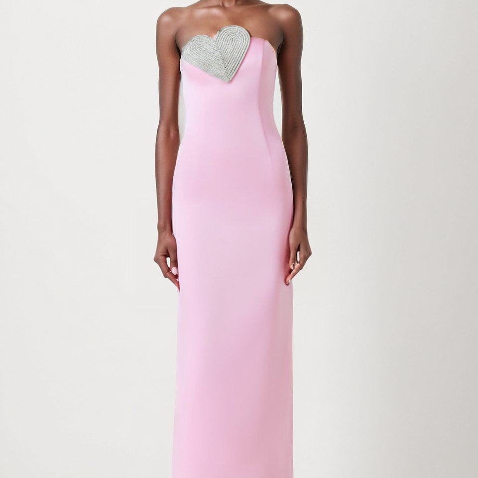 Claire Diamante Kalpli Straplez Uzun Elbise