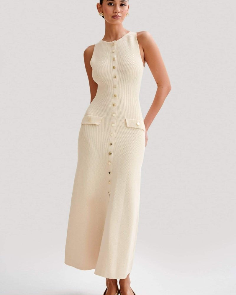 Claire Örgü Kolsuz Uzun Elbise