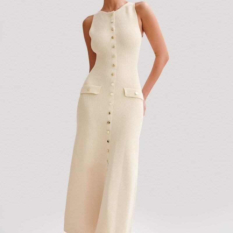 Claire Örgü Kolsuz Uzun Elbise