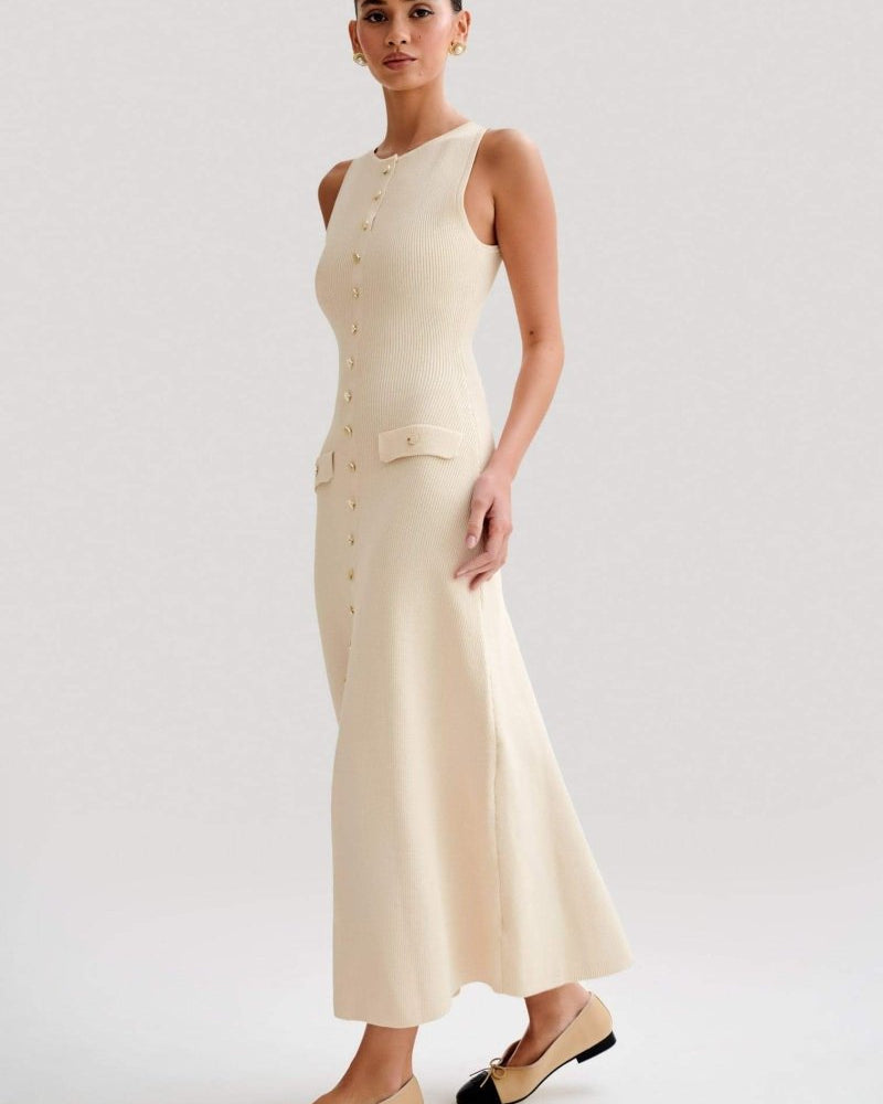 Claire Örgü Kolsuz Uzun Elbise