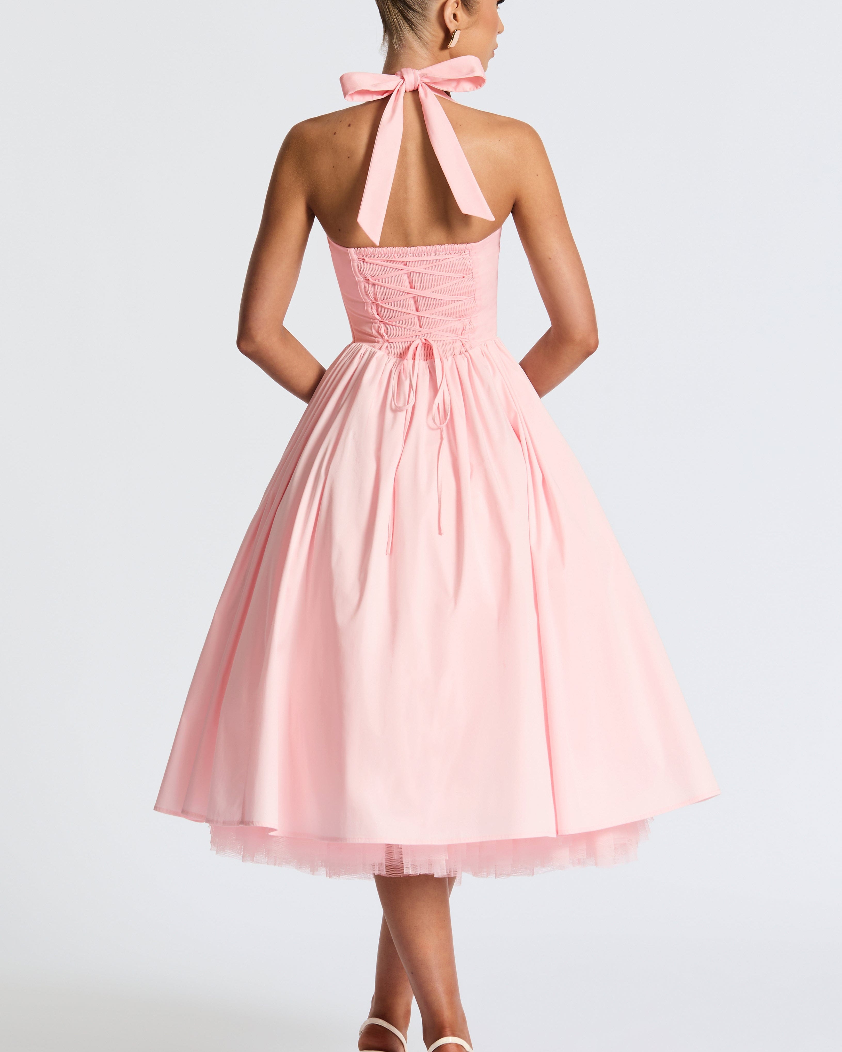 Cressida Pembe Midi Elbise