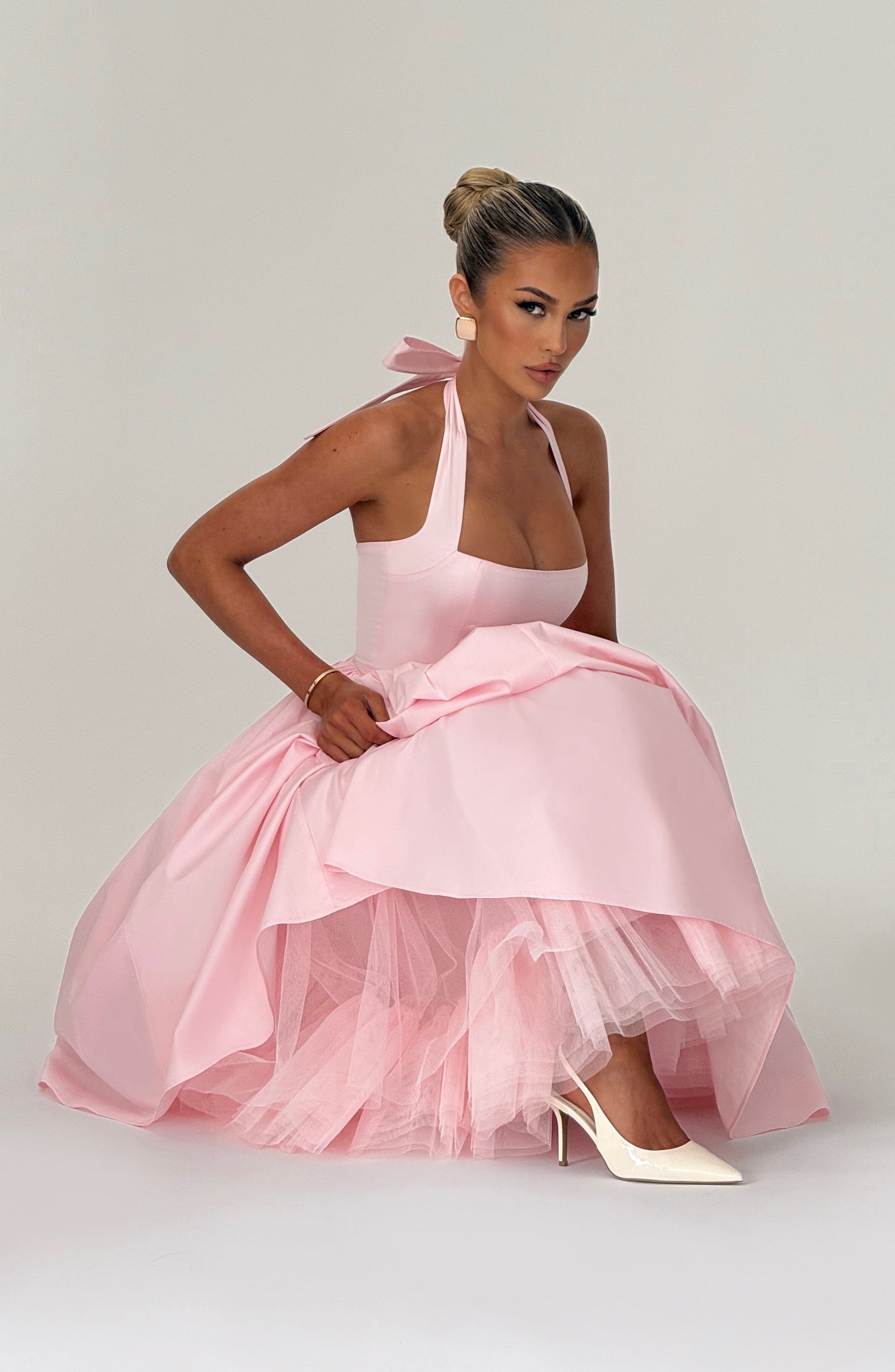 Cressida Pembe Midi Elbise