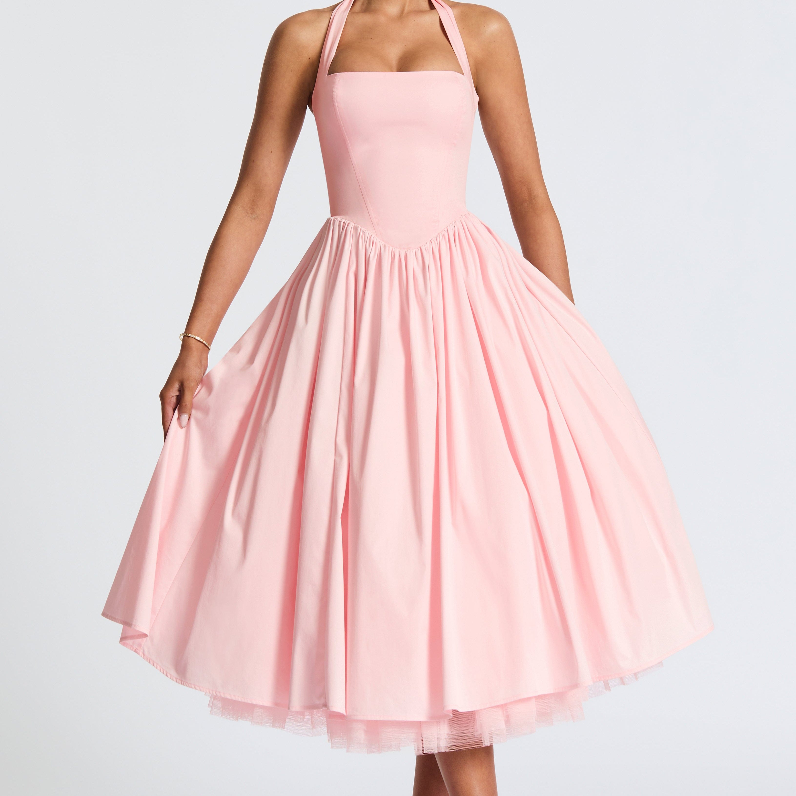 Cressida Pembe Midi Elbise