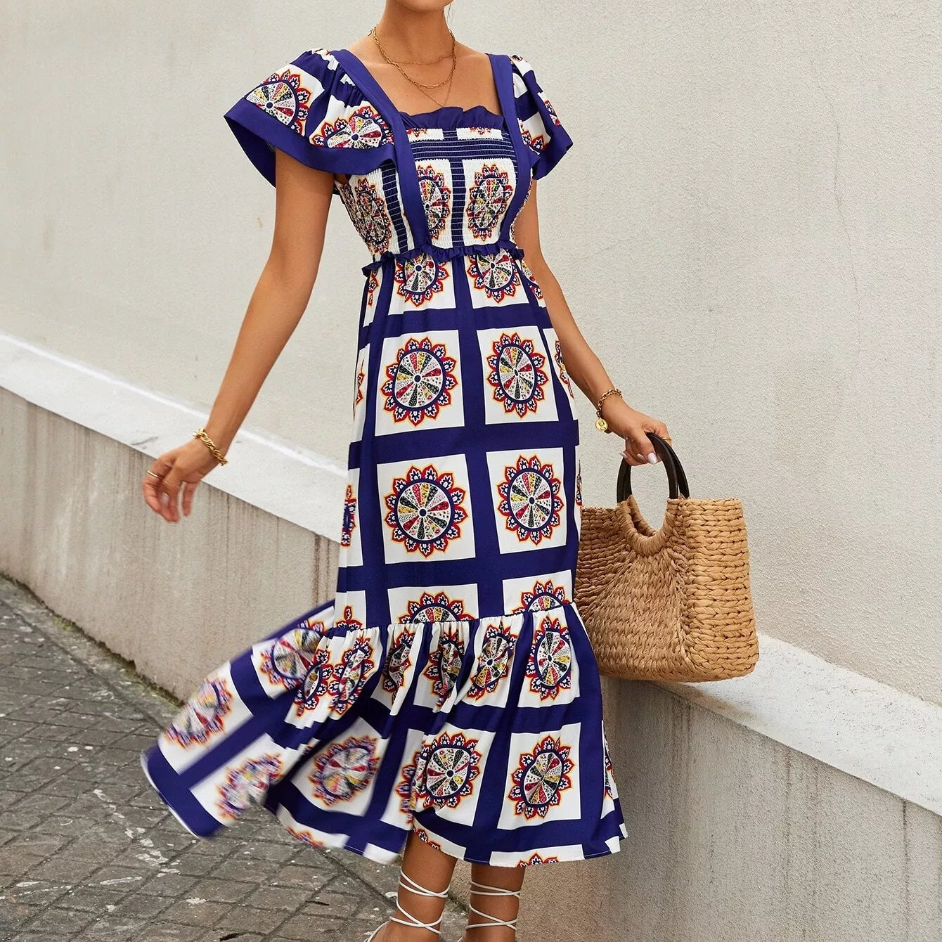 Patchwork Maxi Elbise