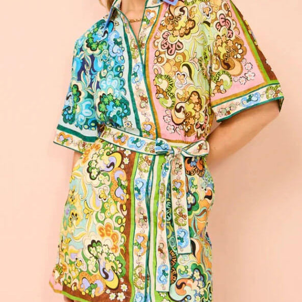 Retro Bloom Mini Elbise