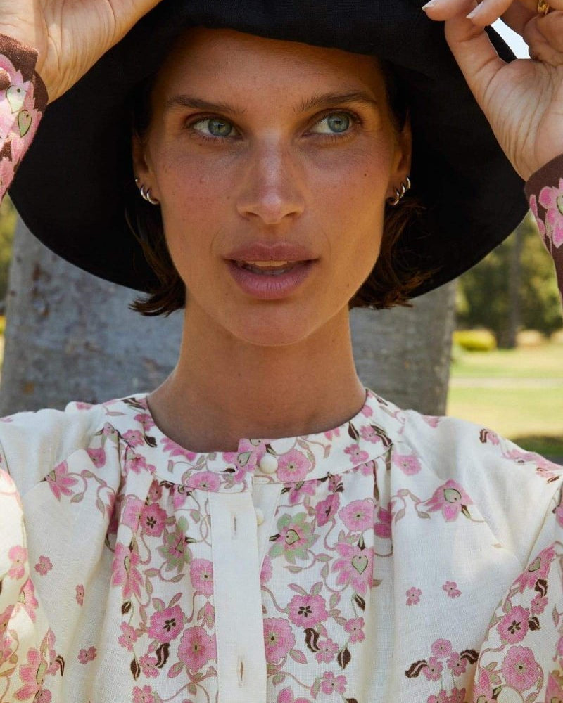 Delia Çiçek Baskılı Uzun Kollu Maxi Elbise