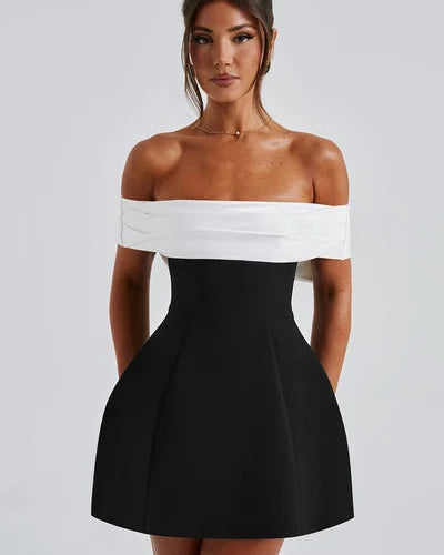 Delta Mini Elbise - Siyah/Beyaz