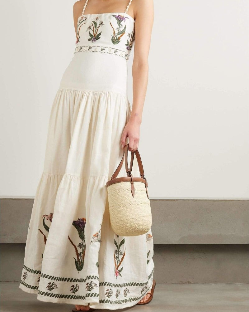 Denise İşlemeli Çiçek Maxi Elbise