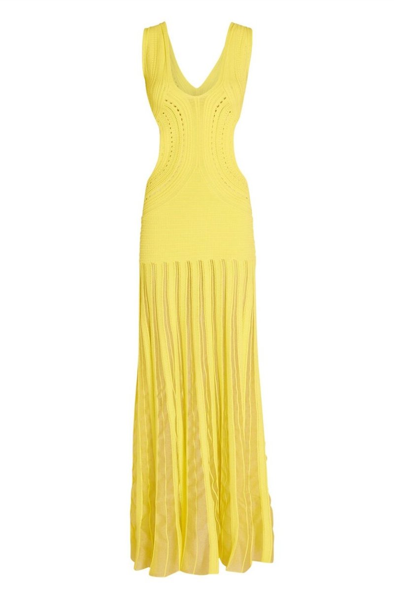 Dinah V Yaka Tığ İşi Uzun Elbise