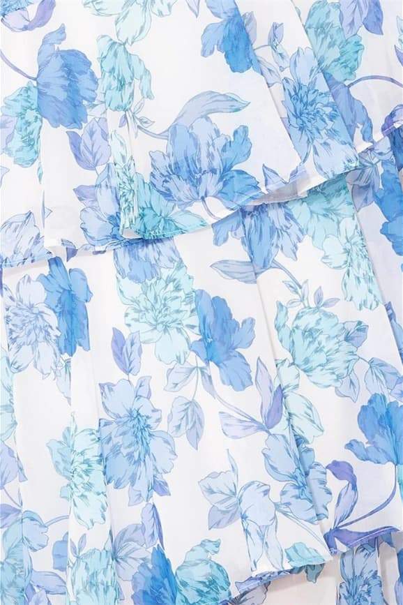 Dominic Çiçek Baskılı Katlı Uzun Elbise