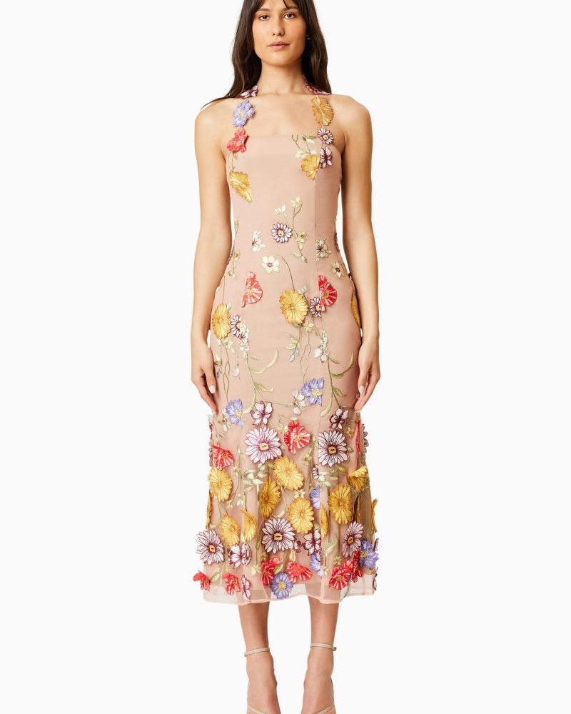 Donna İşlemeli Dantel Midi Elbise