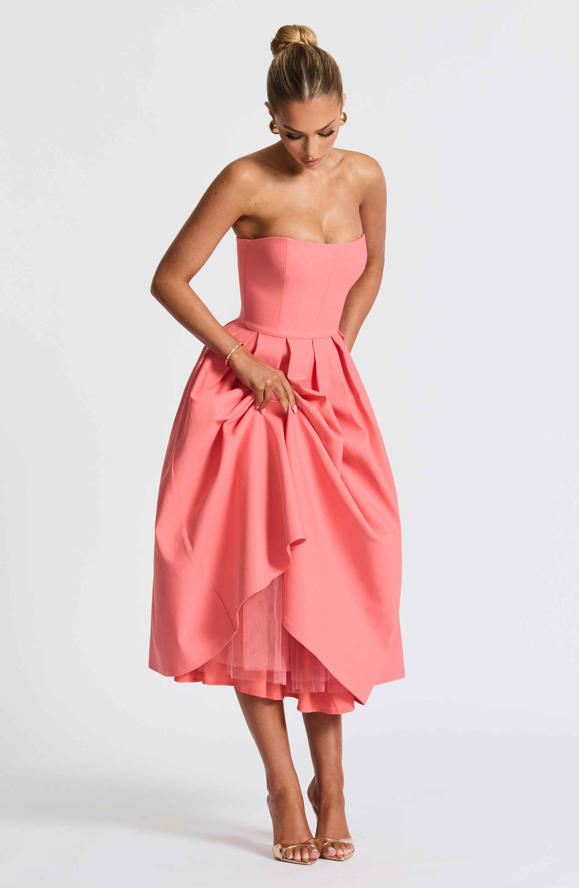 Edith Midi Elbise – Coral Pembe