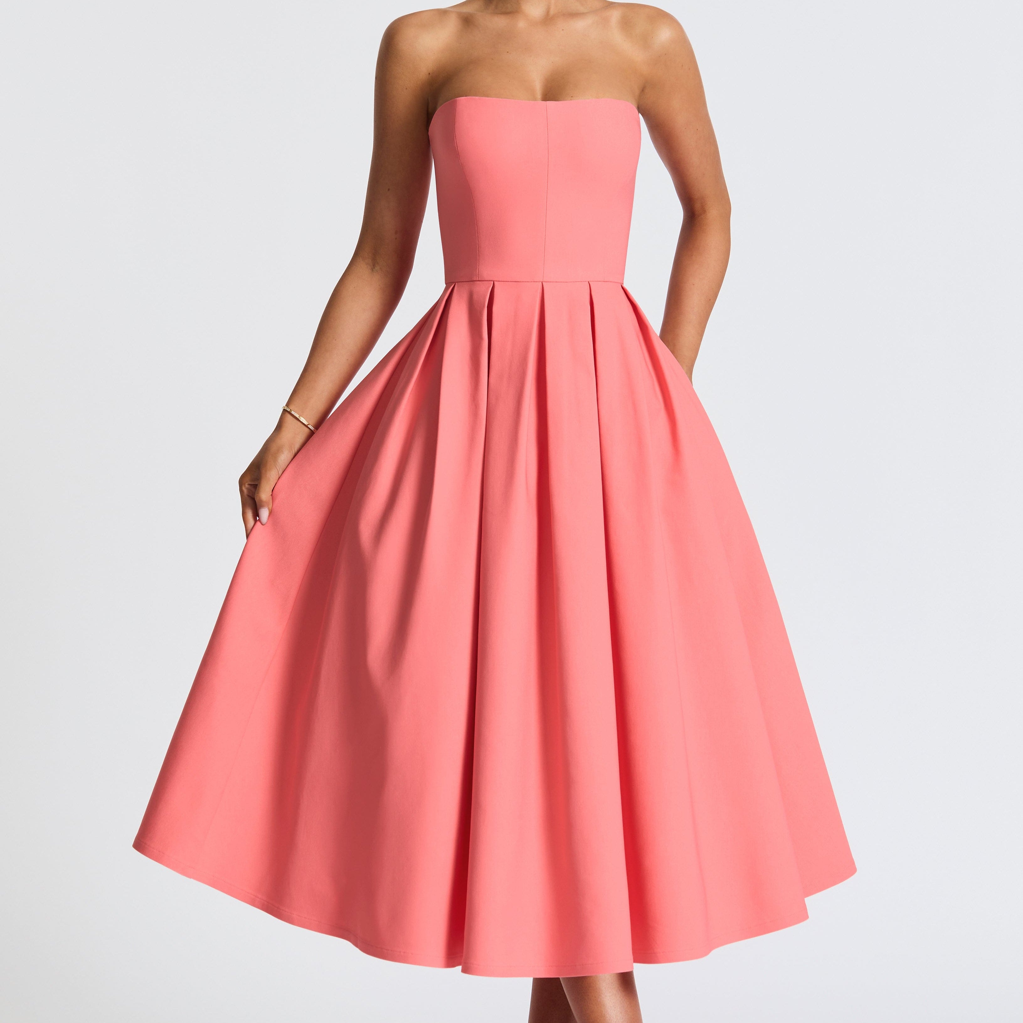 Edith Midi Elbise – Coral Pembe
