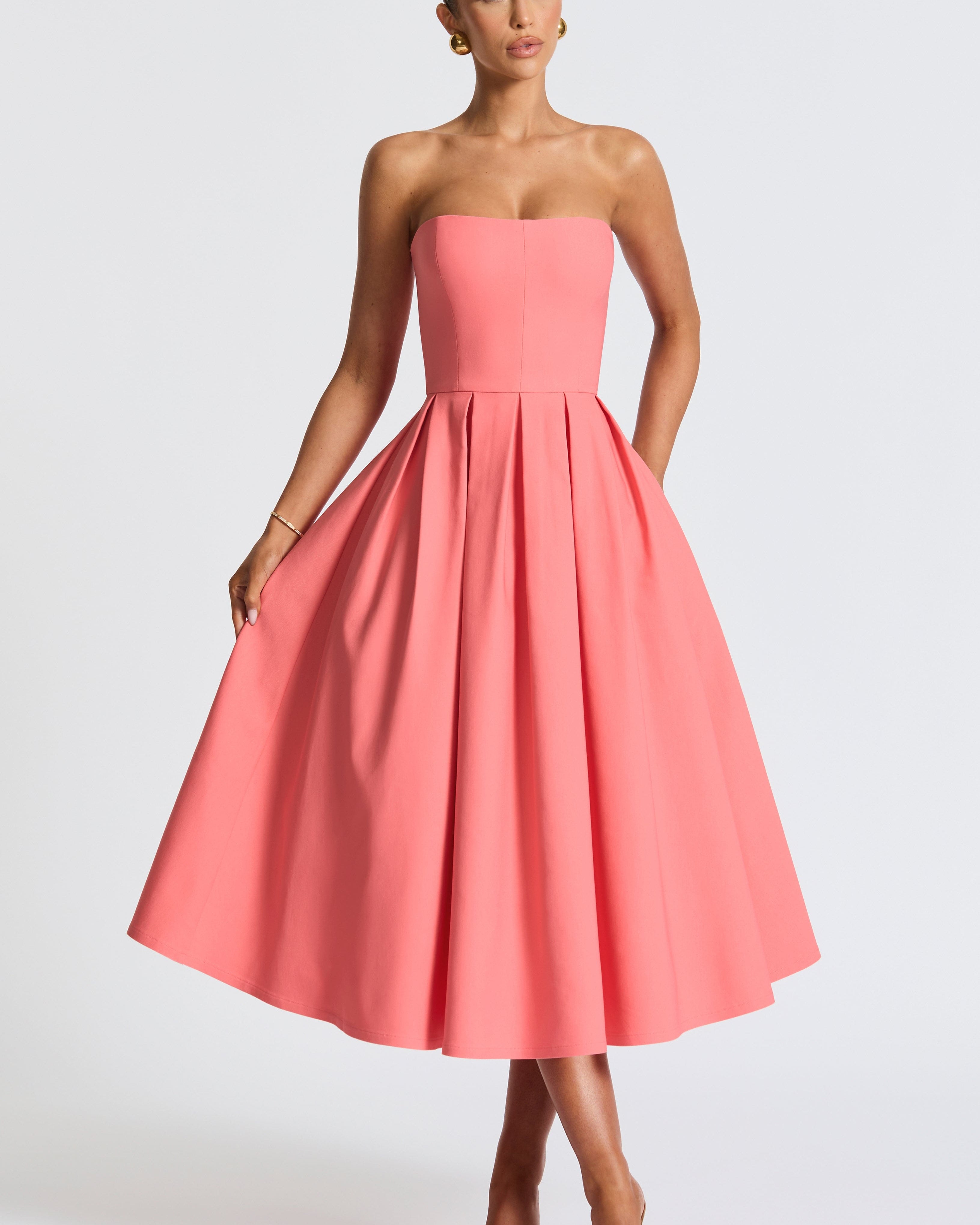 Edith Midi Elbise – Coral Pembe