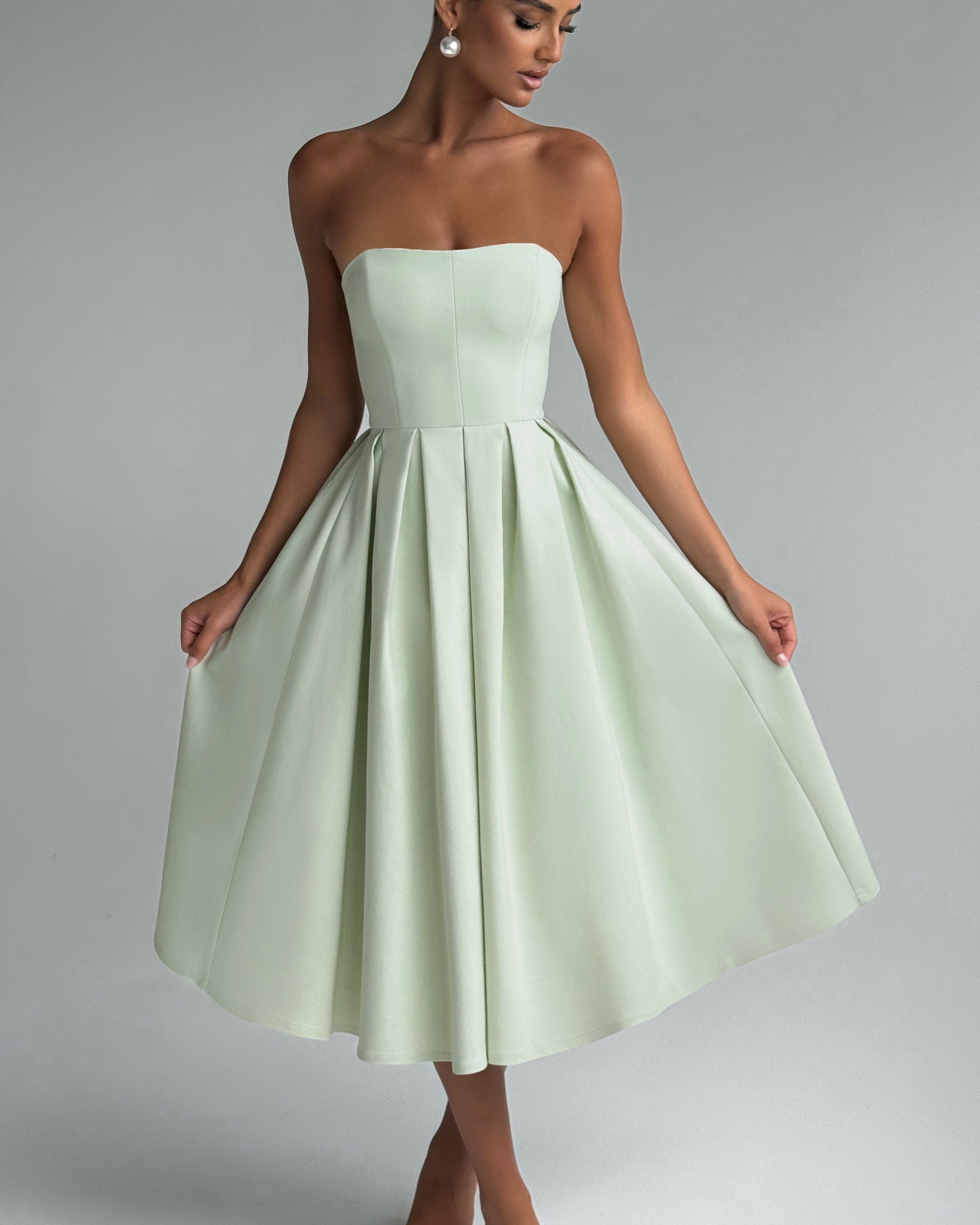 Edith Straplez Midi Elbise