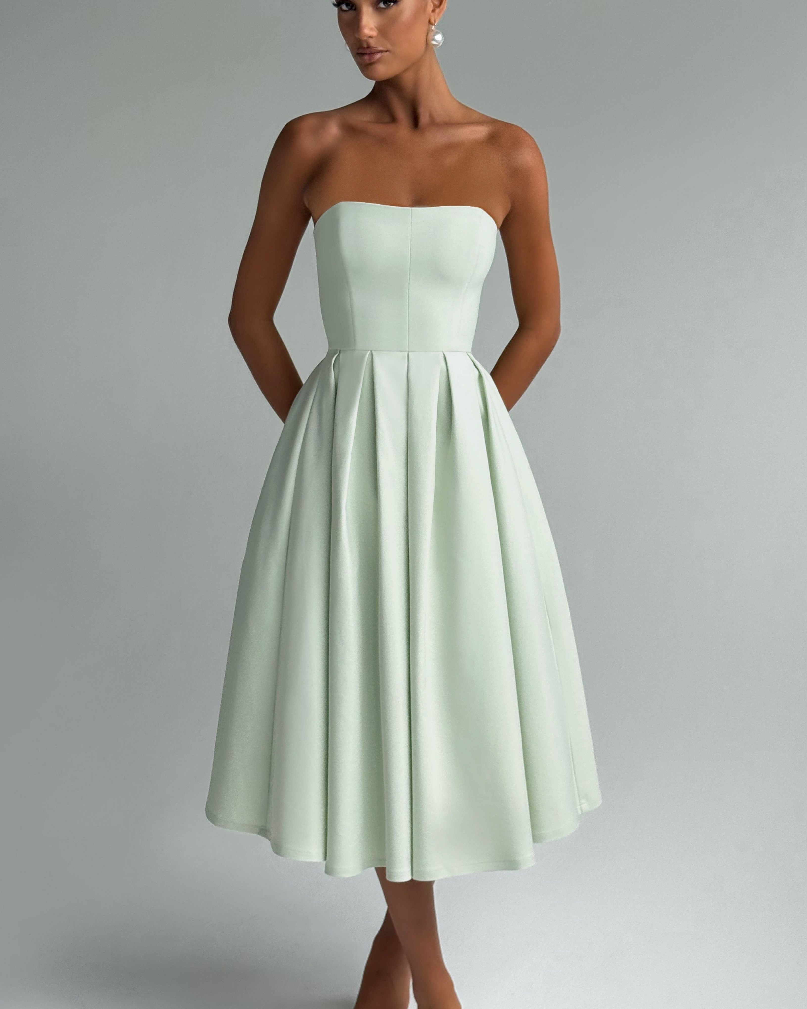 Edith Straplez Midi Elbise