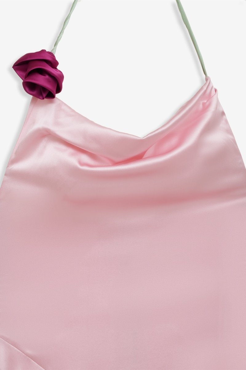 Edwina Boyundan Bağlamalı Rozet Uzun Elbise