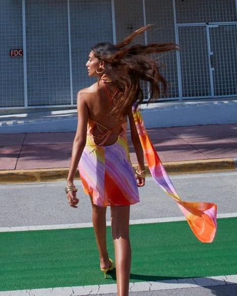 Elena Tek Omuz Bağcıklı Mini Elbise