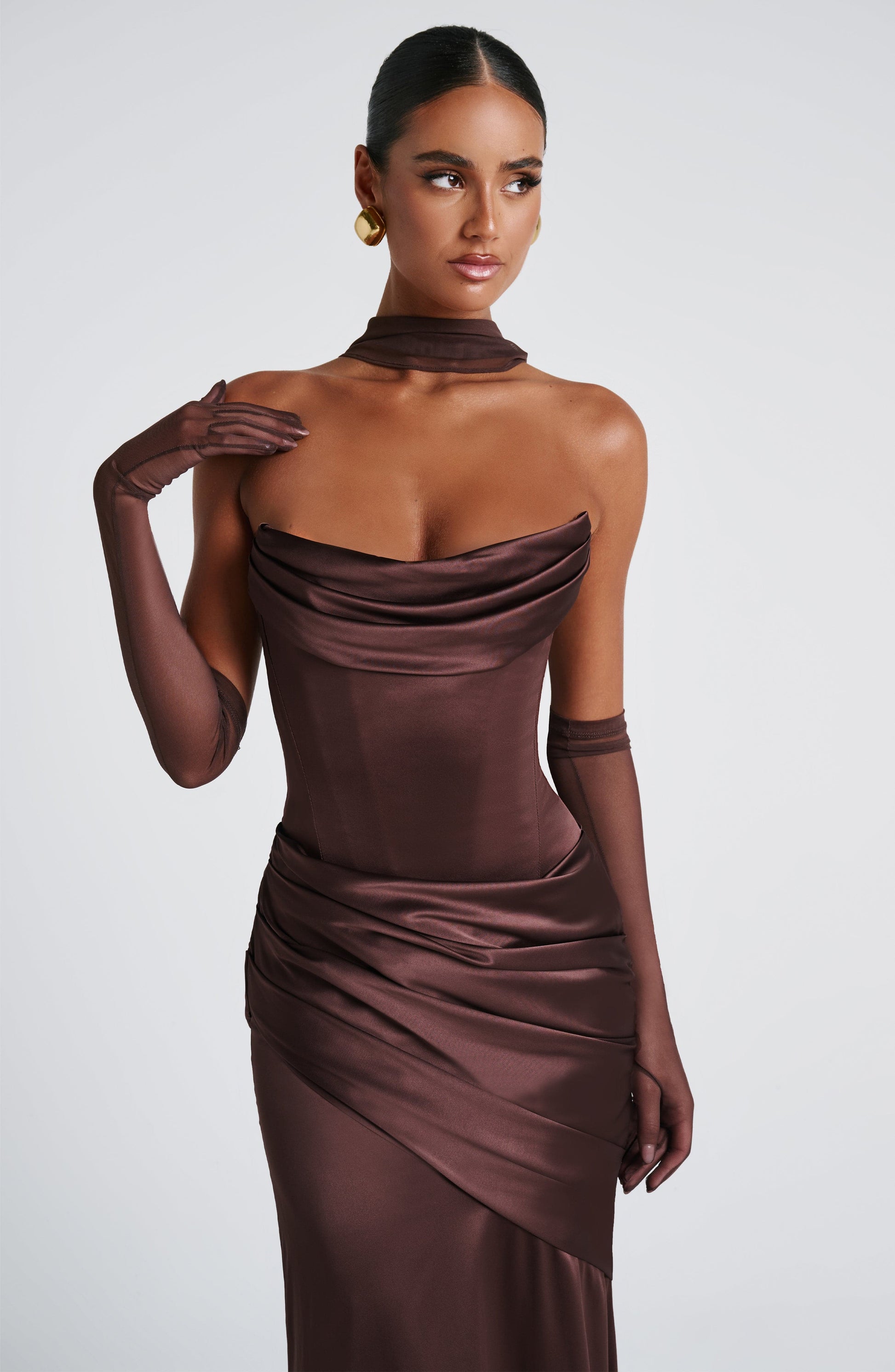 Ely Maxi Elbise – Plum Brown