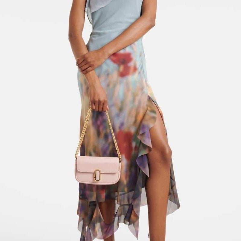 Elvira Çiçek Baskılı Volanlı Midi Slip Elbise