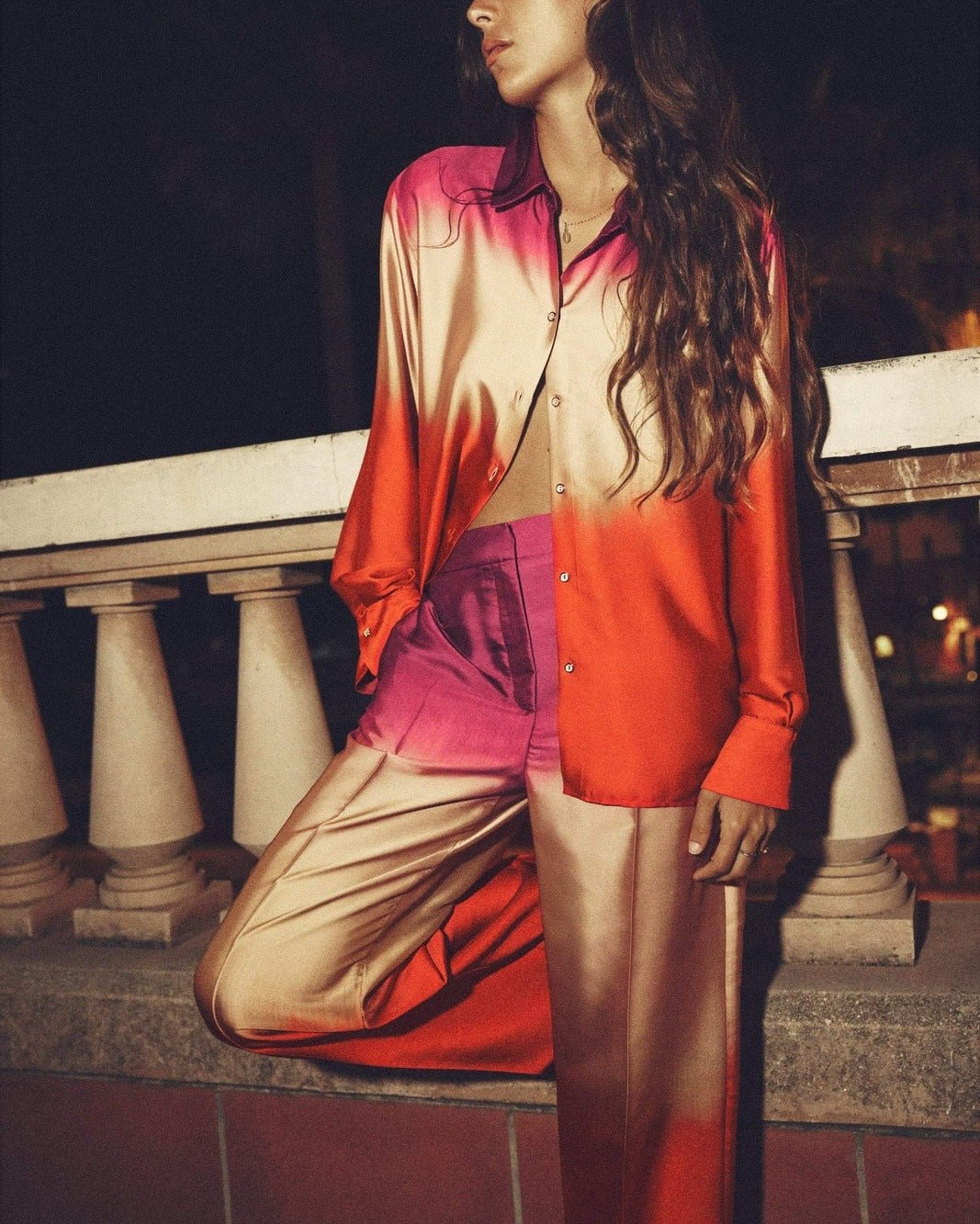 Eroline Baskılı Degrade Saten Takım