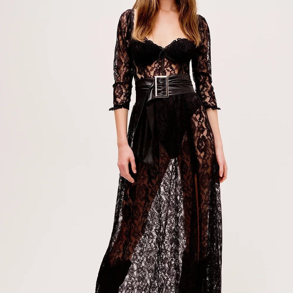 Esther Sweetheart Dantel Uzun Elbise