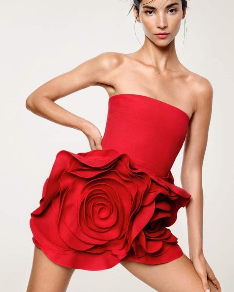 Eudora Çiçek Askısız Mini Elbise