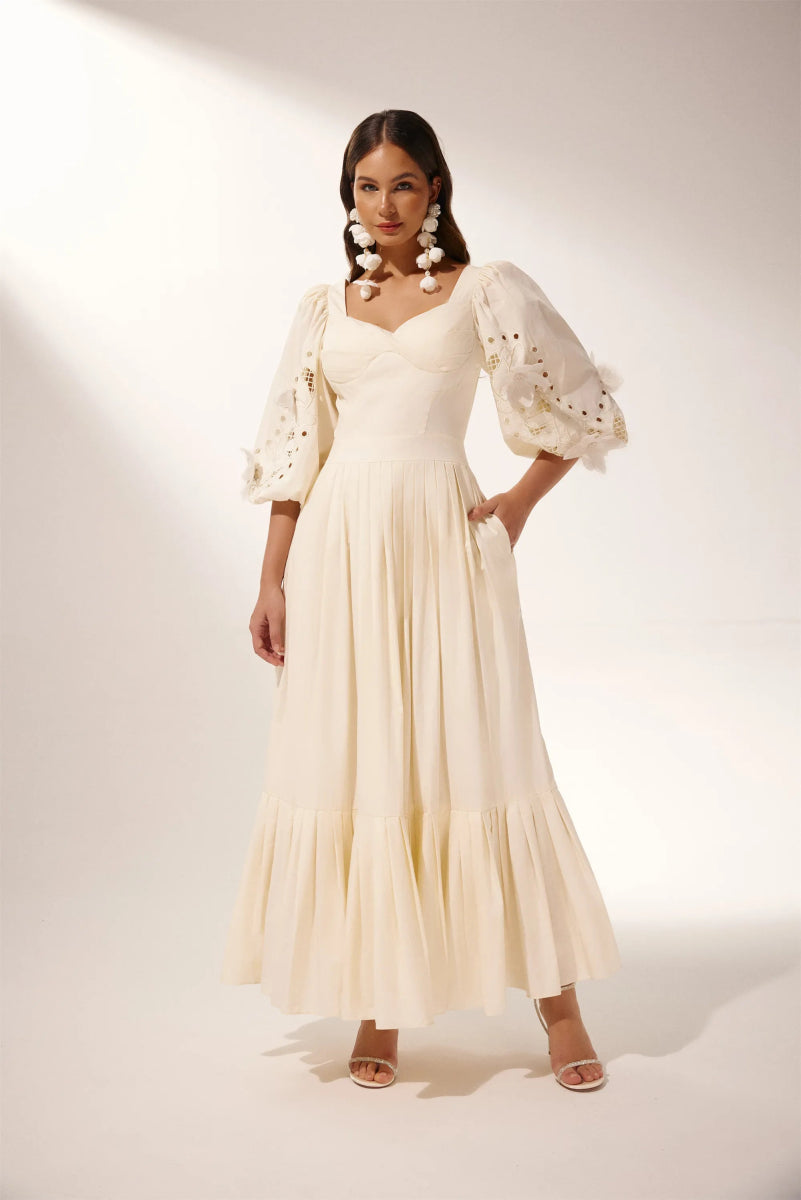 Eunice Balon Kol İçi Boş Maxi Elbise