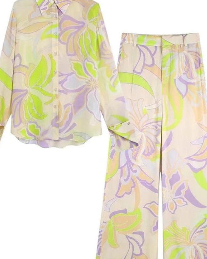 Akış Baskılı Bluz Takımı