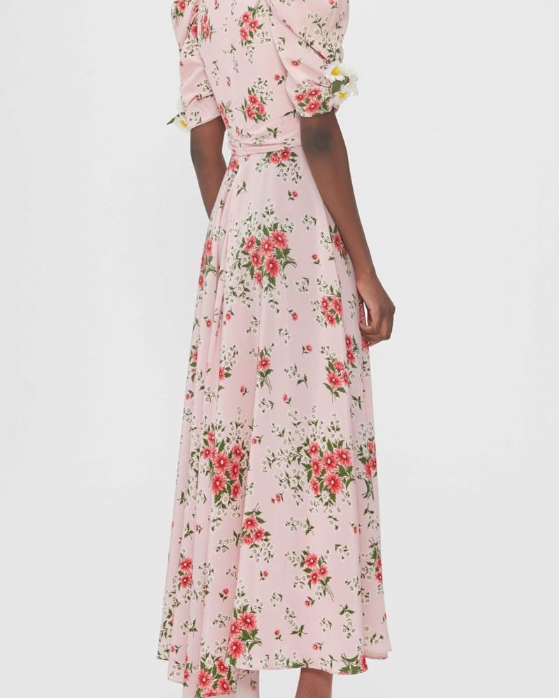 Hanna Baskılı Puf Kol Maxi Elbise