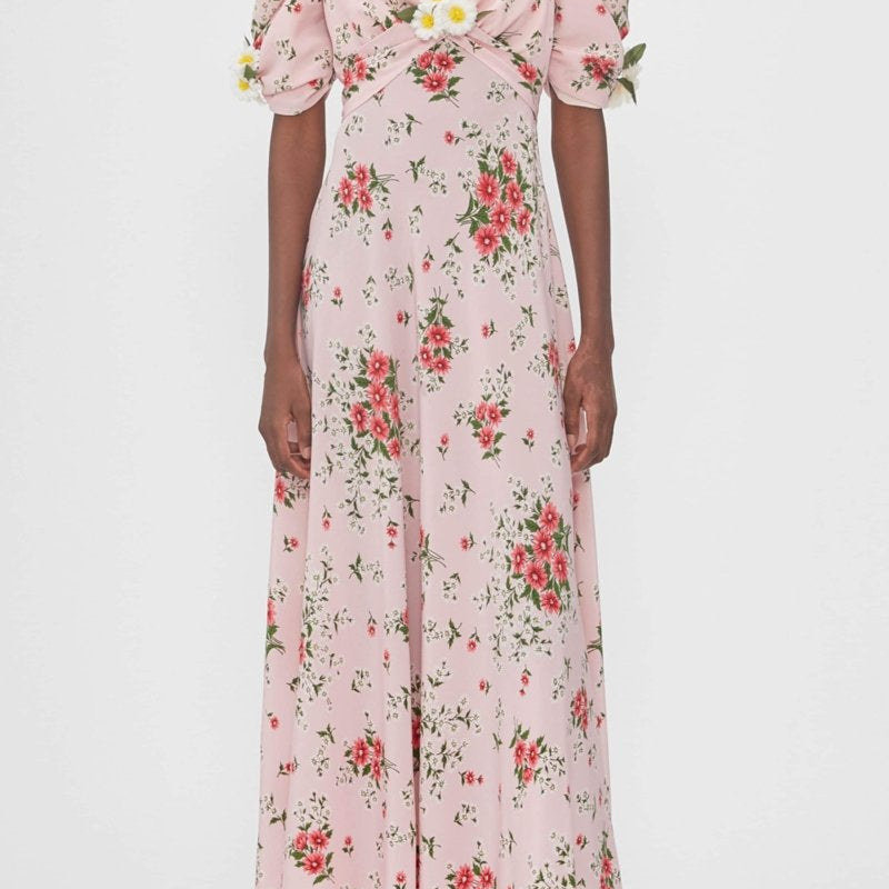 Hanna Baskılı Puf Kol Maxi Elbise