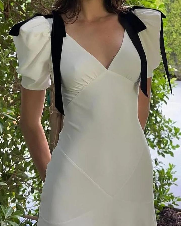 Lesley Papyonlu Puf Kol Maxi Elbise