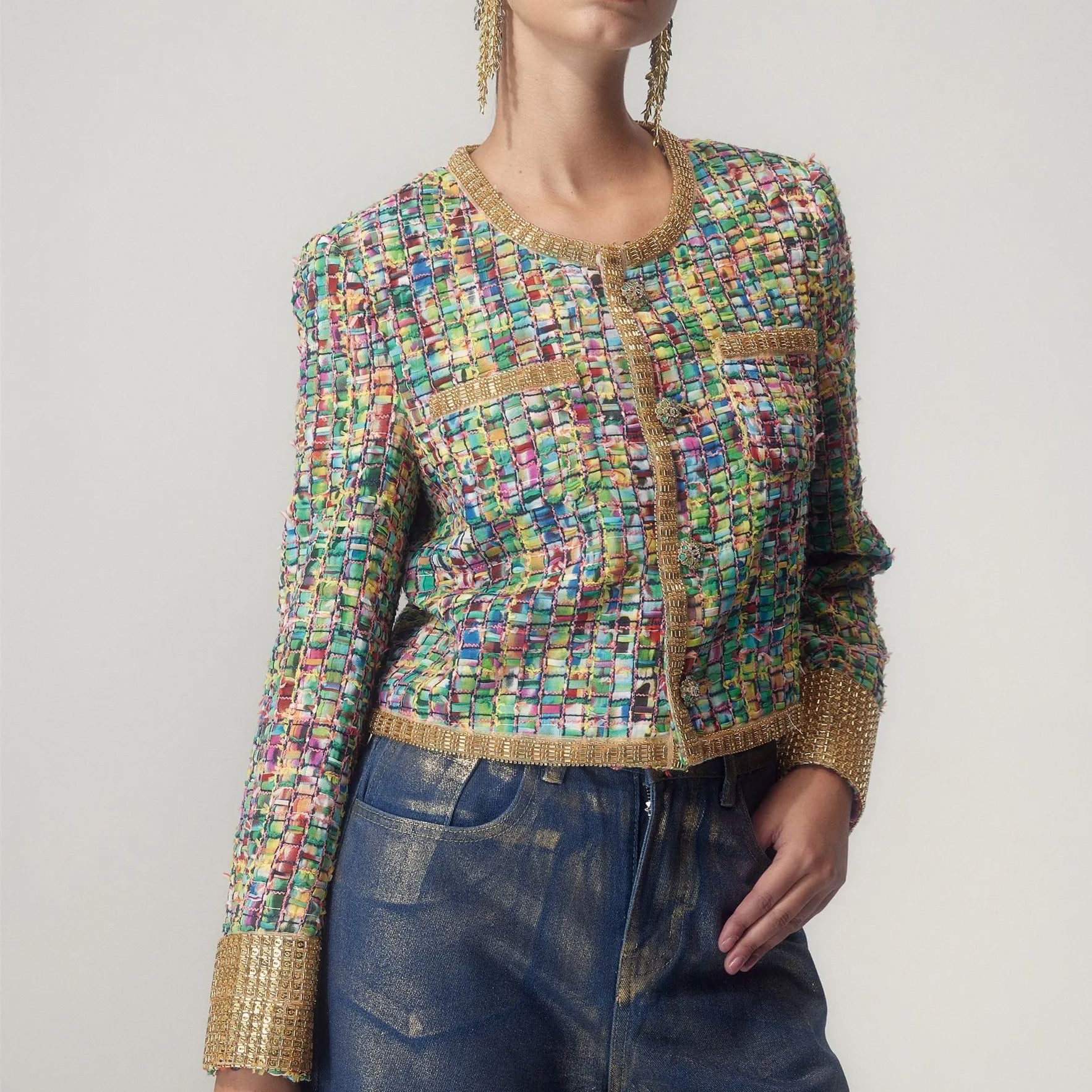 Valentina Baskılı Boncuk İşlemeli Ceket