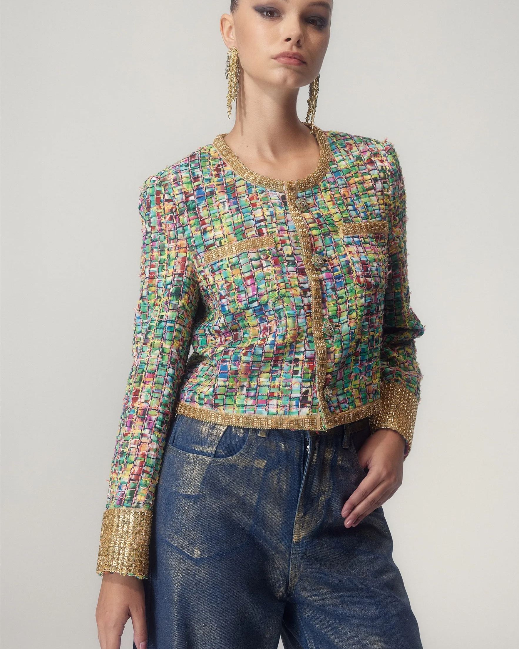 Valentina Baskılı Boncuk İşlemeli Ceket