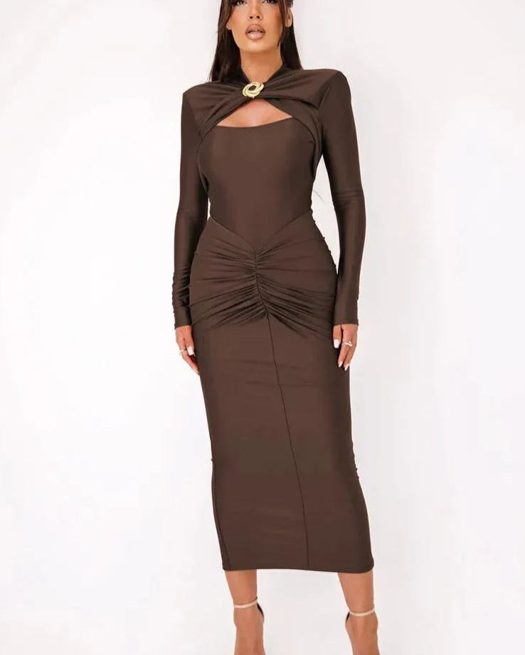 Catherine Oymalı Dantelli Maxi Elbise