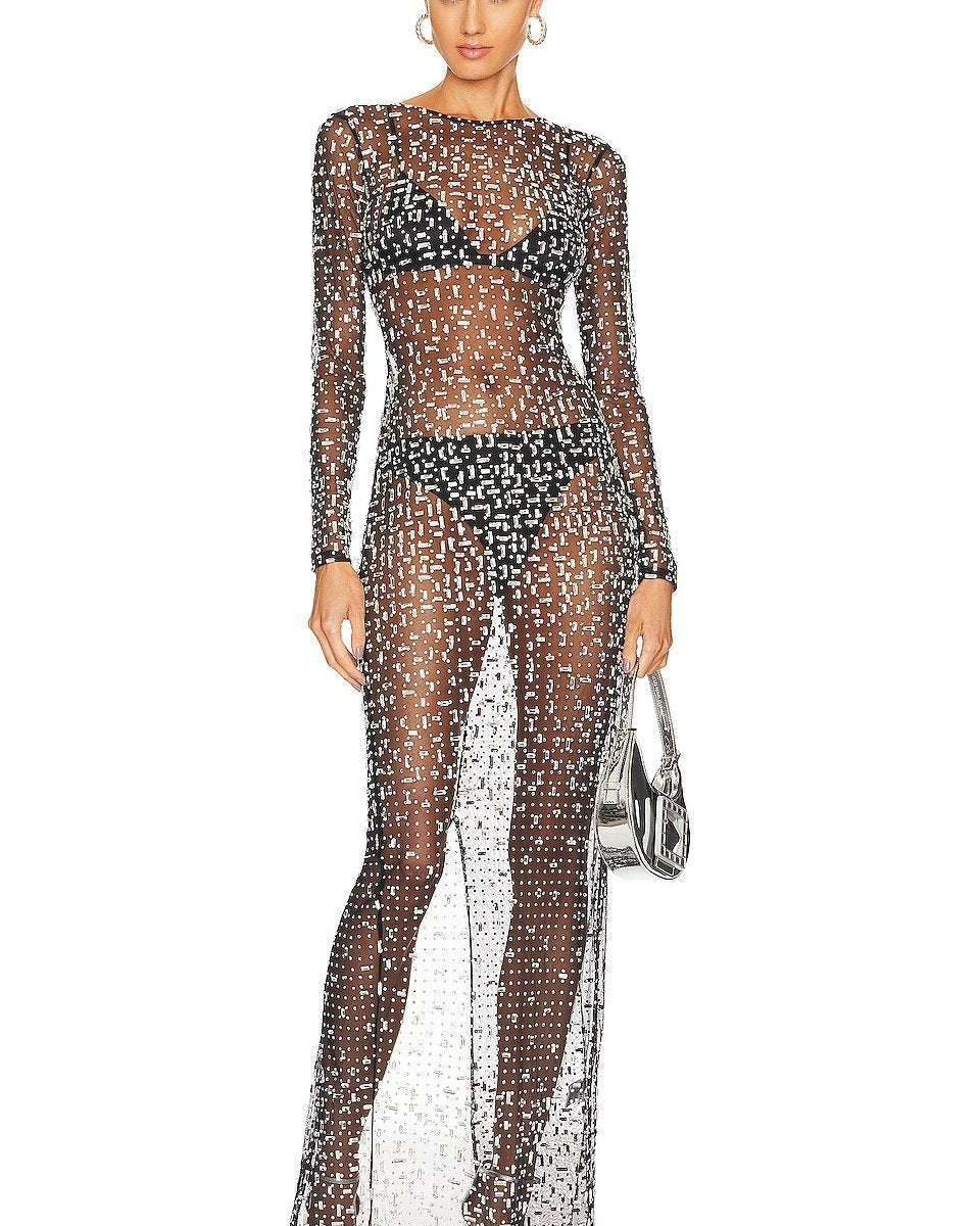 Ina Diamante File Yırtmaçlı Uzun Elbise