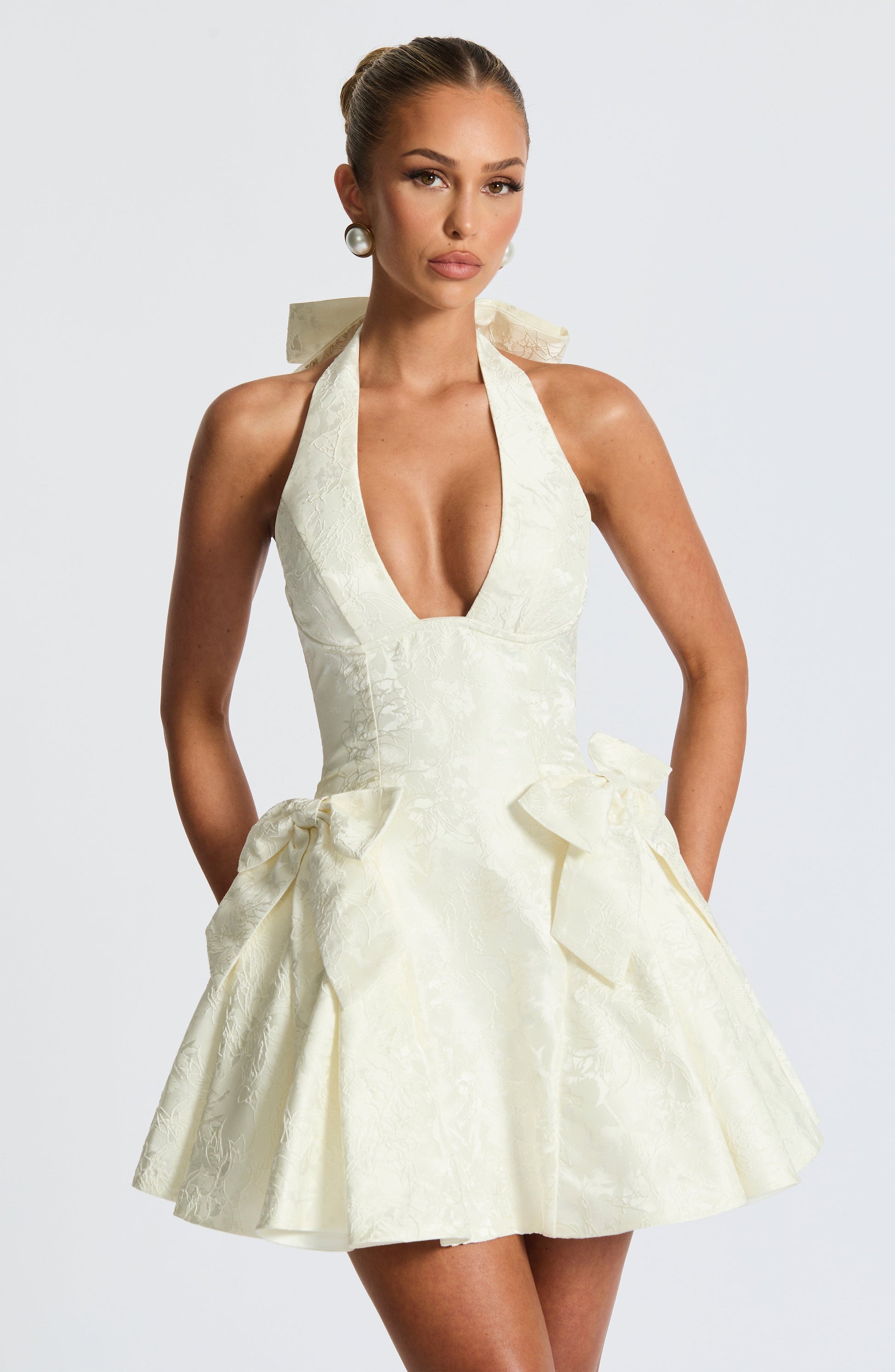 Jocelyn Mini Elbise – Ekru