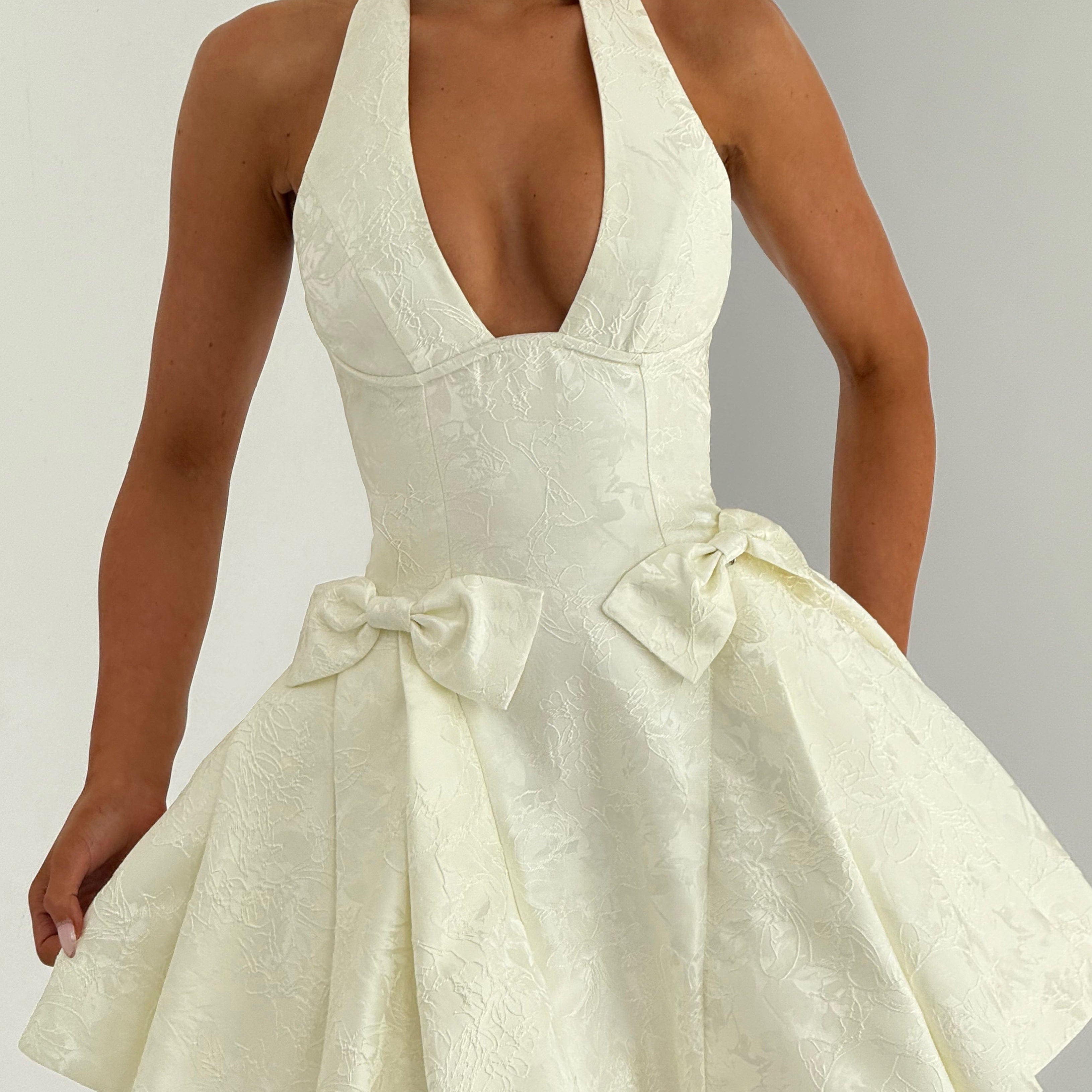 Jocelyn Mini Elbise – Ekru