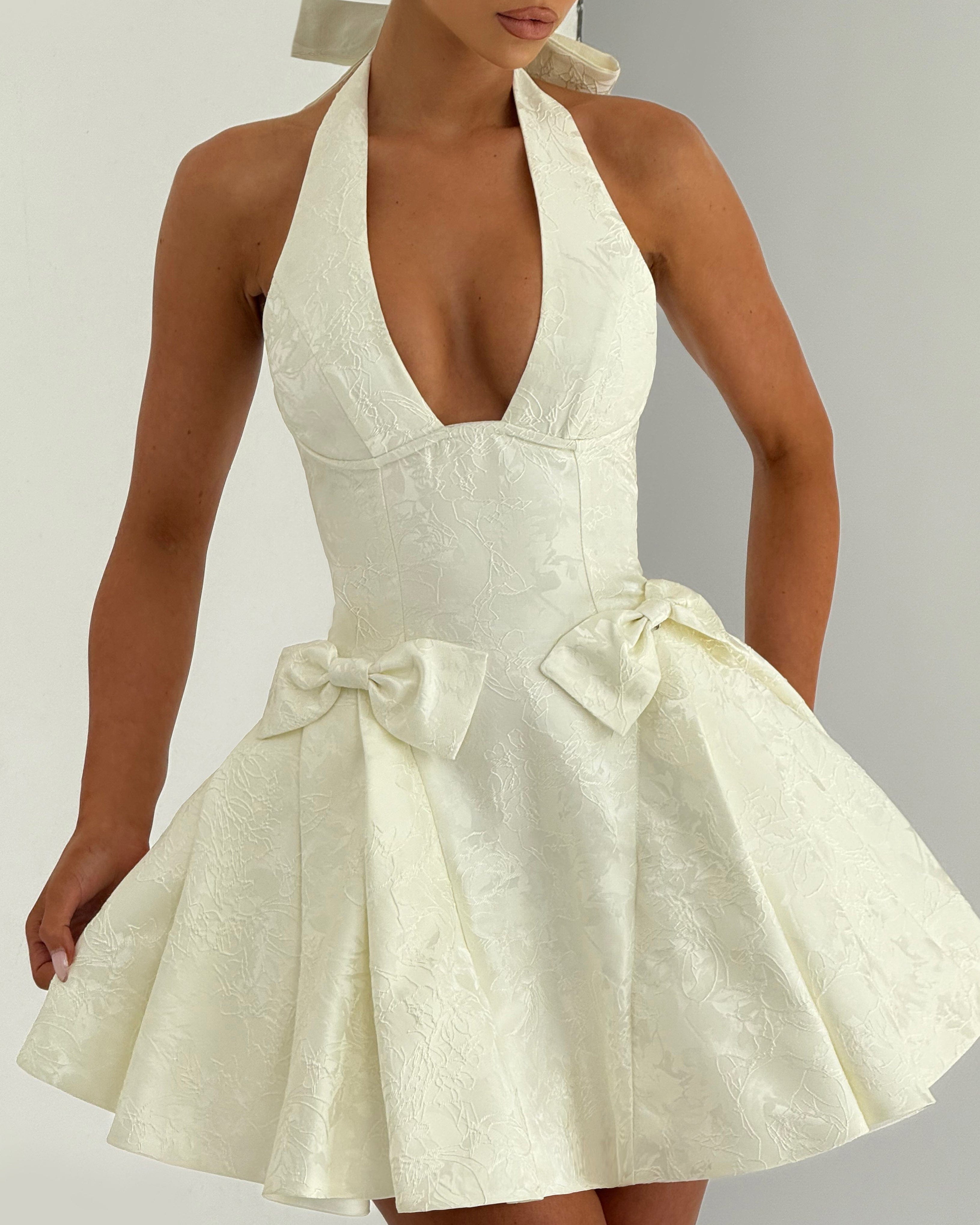 Jocelyn Mini Elbise – Ekru