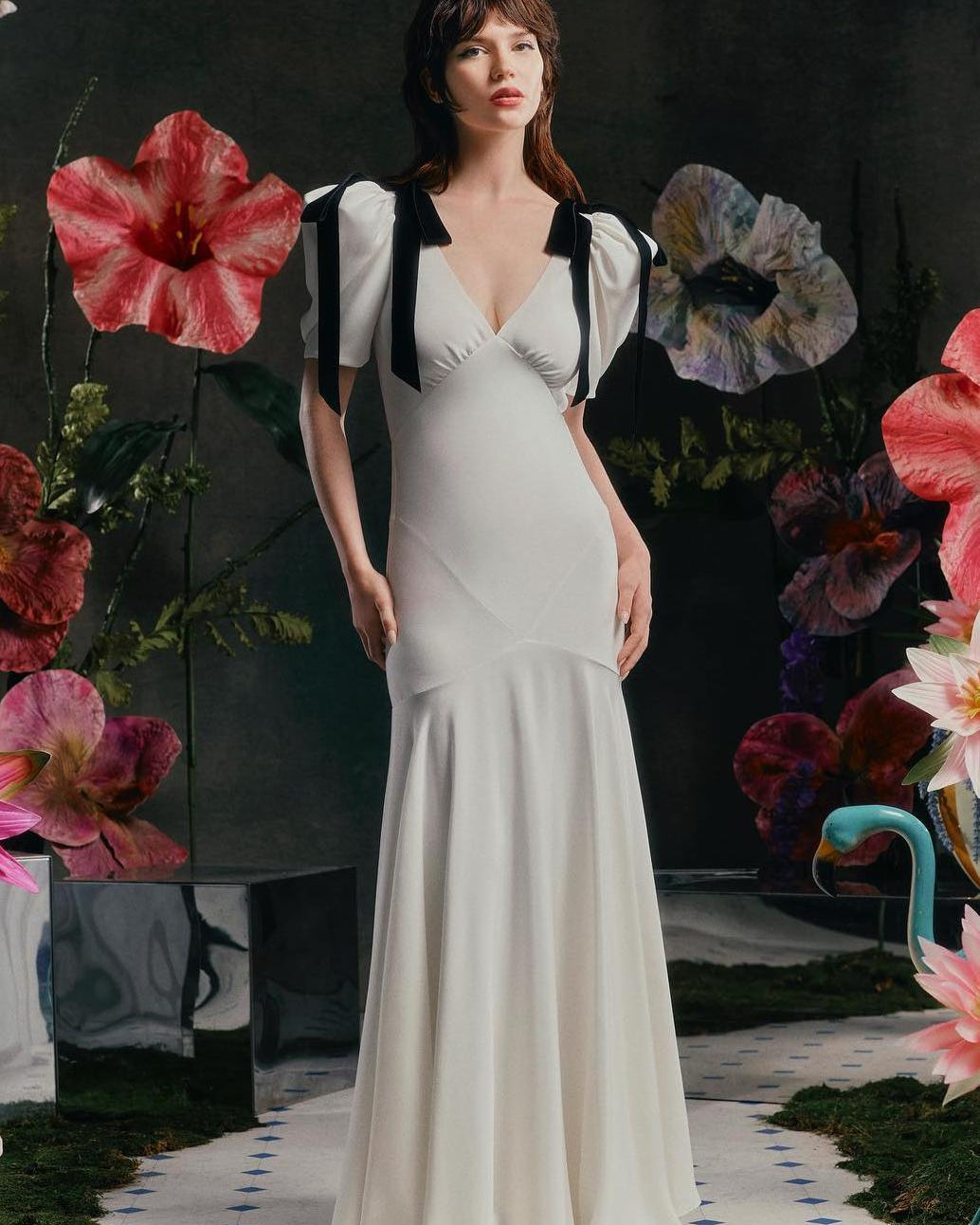 Lesley Papyonlu Puf Kol Maxi Elbise