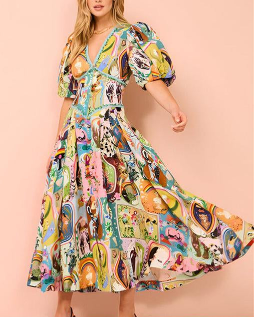 Juliana V Yaka Puf Kollu Midi Elbise