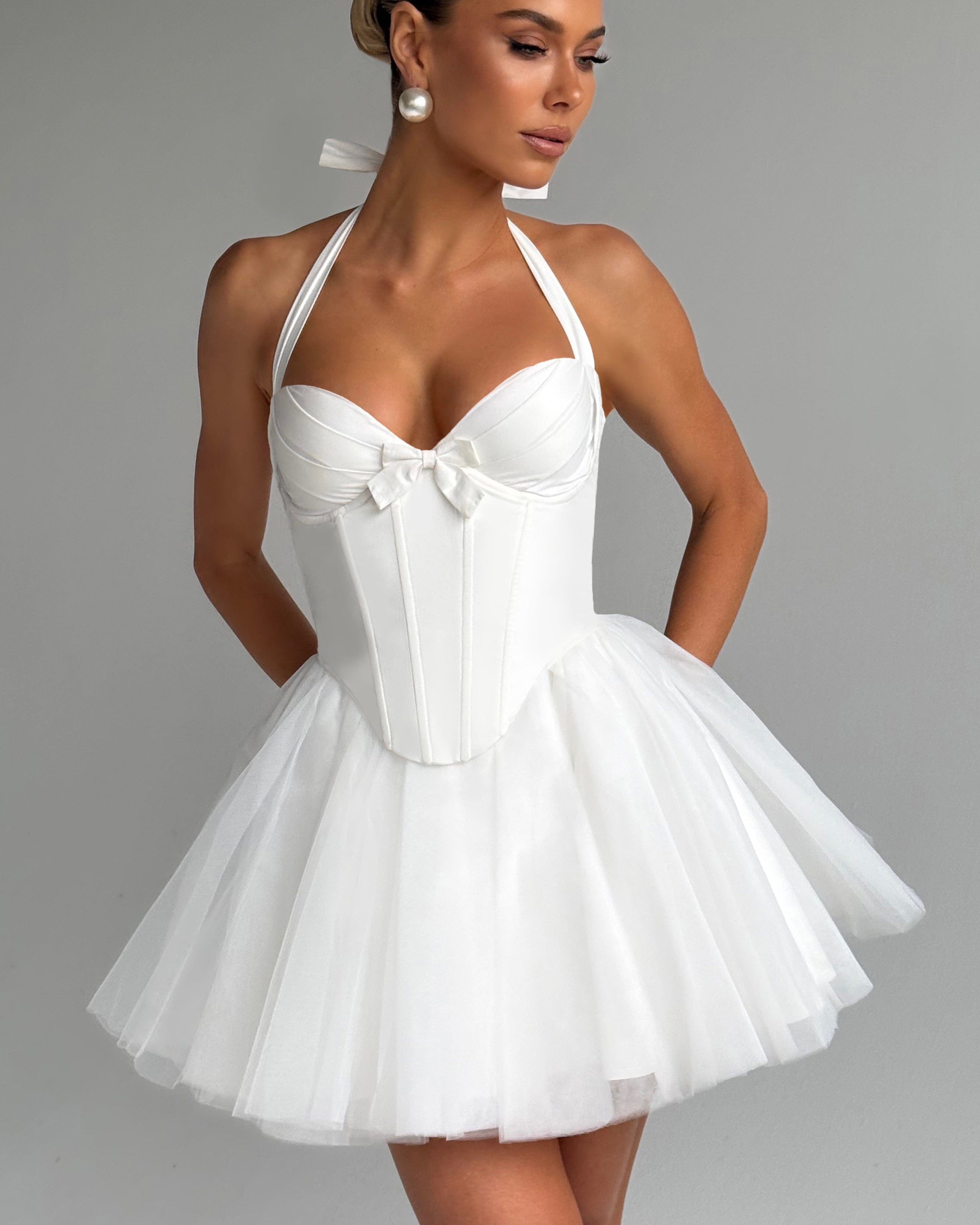 Keely Corset Mini Dress – Ivory