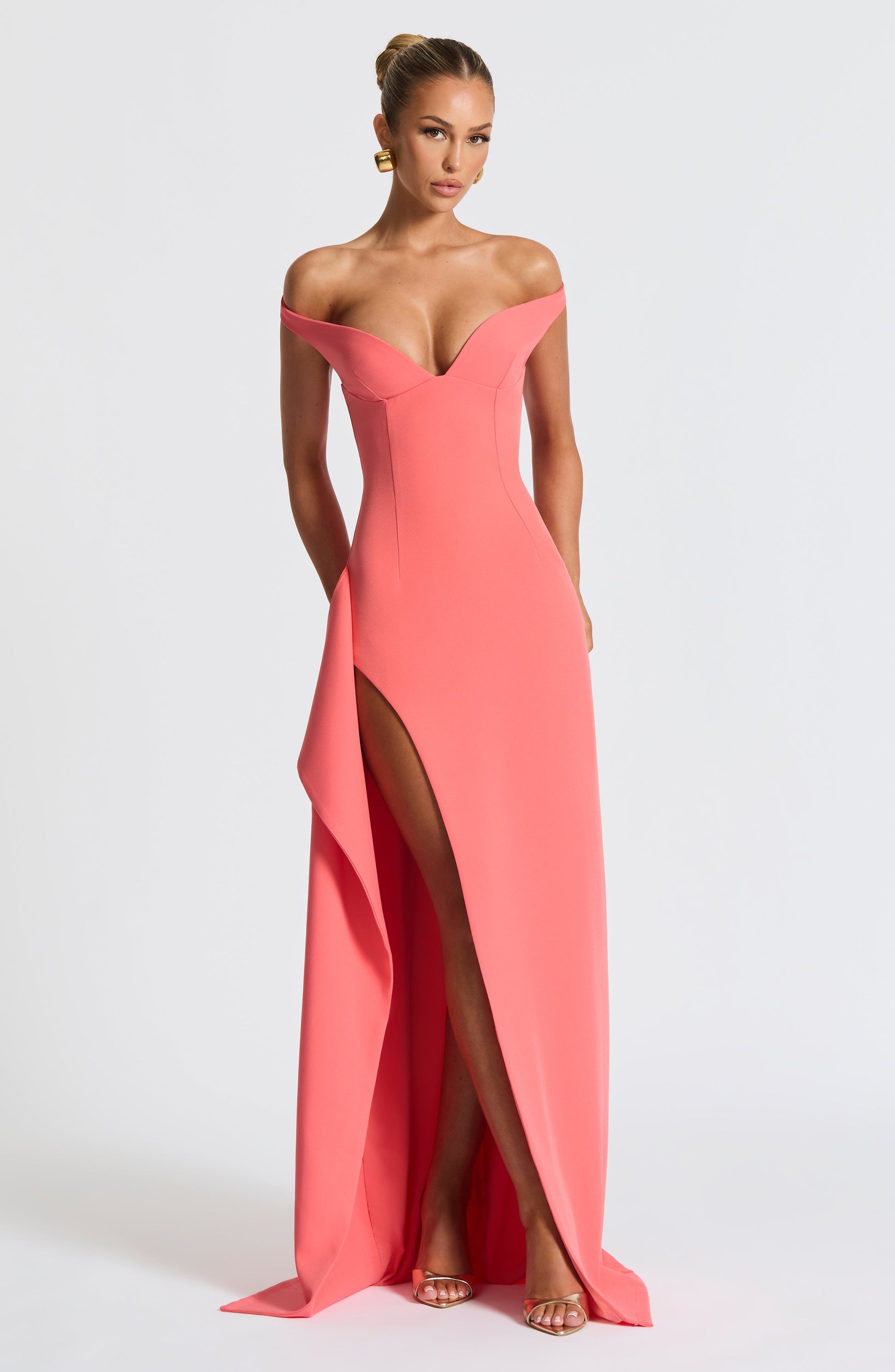 Khalesia Maxi Elbise – Coral Pembe