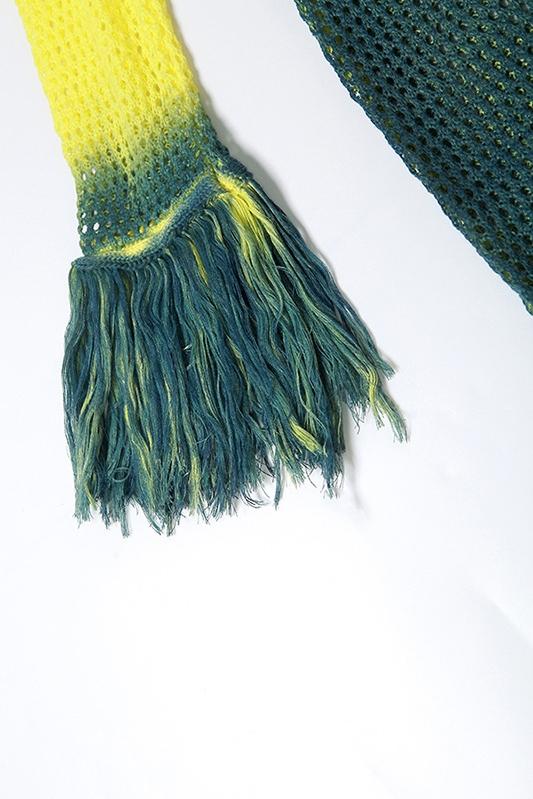 Lara Degrade Püsküllü Tığ İşi Uzun Elbise