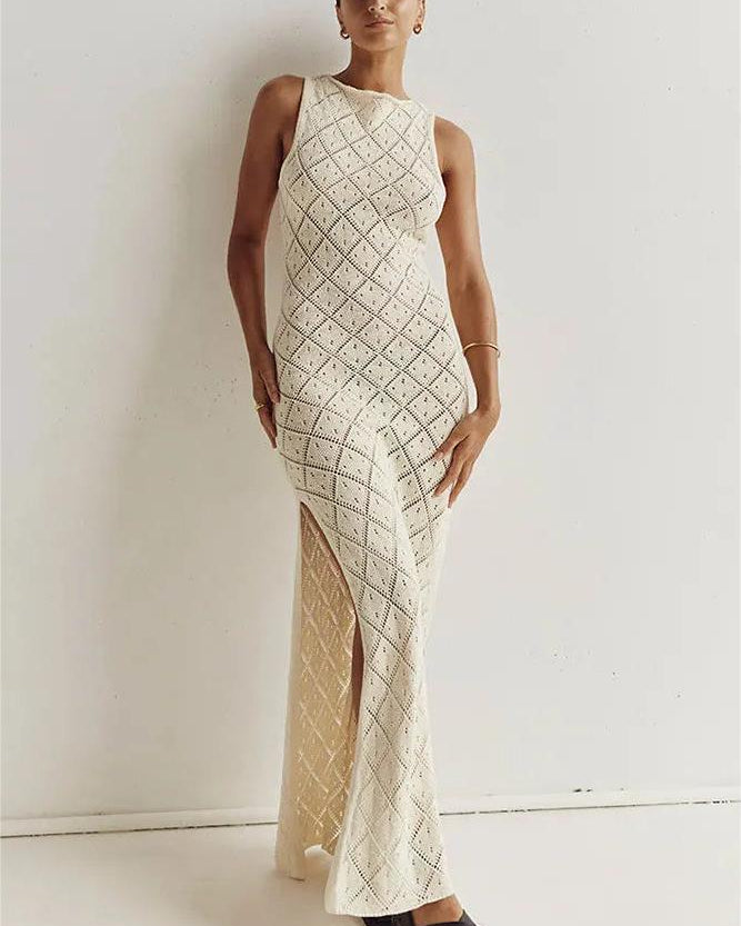 Lynn Örme Yırtmaçlı Uzun Elbise