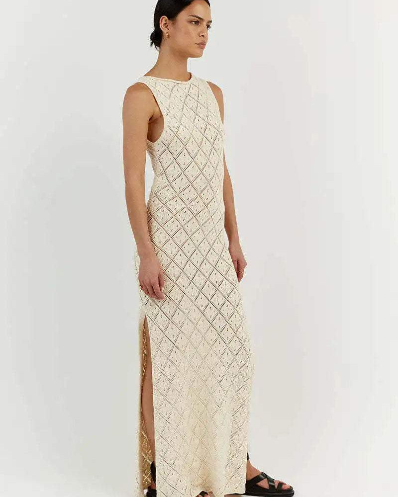 Lynn Örme Yırtmaçlı Uzun Elbise