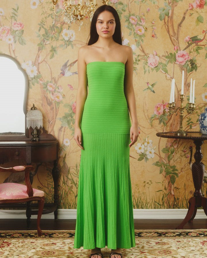 Madeline Straplez Pileli Maxi Elbise